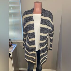 Lucky Brand Navy and Cream Striped Cardigan